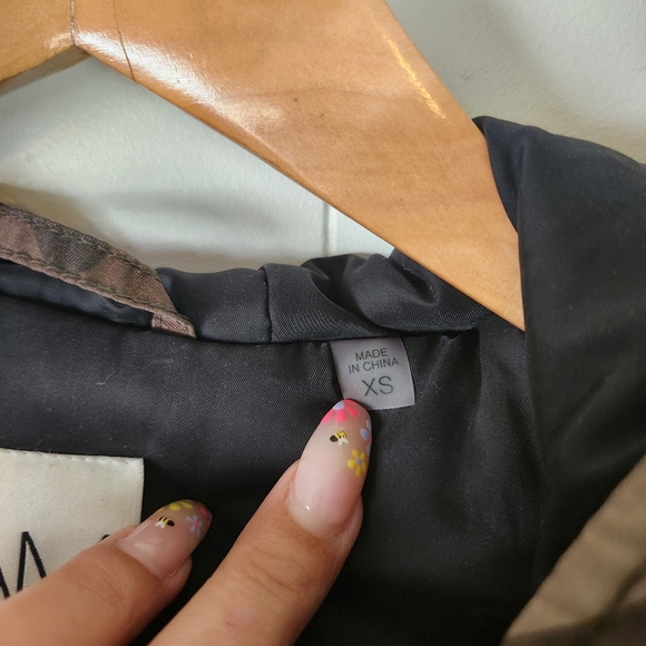 SAM. Green Camo Bomber Insulated Jacket Racoon Fur Trim Size XS Winter Coat - Picture 6 of 14